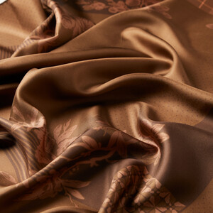 Milky Coffee Highlands Twill Silk Scarf - Thumbnail