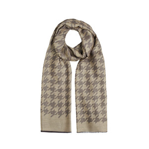Milky Coffee Houndstooth Patterned Scarf - Thumbnail