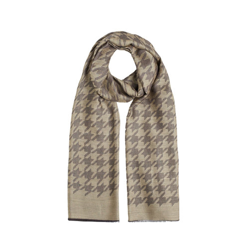 Milky Coffee Houndstooth Patterned Scarf