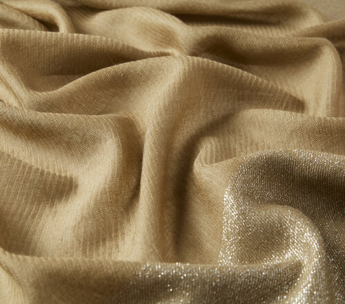 Milky Coffee Lurex Border Wool Silk Scarf