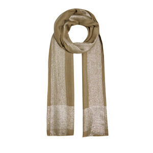 ipekevi - Milky Coffee Lurex Border Wool Silk Scarf (1)