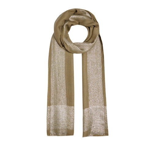 Milky Coffee Lurex Border Wool Silk Scarf