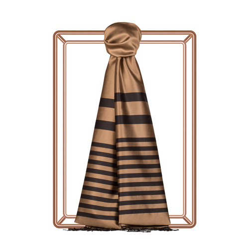 Milky Coffee Meridian Striped Silk Scarf