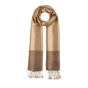 Milky Coffee Mink Reversible Silk Scarf - Thumbnail