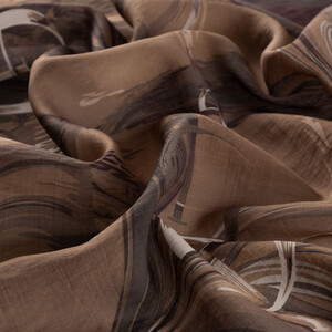 Milky Coffee Mono Flow Print Tencel Scarf - Thumbnail