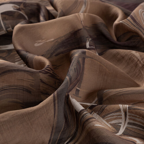 Milky Coffee Mono Flow Print Tencel Scarf