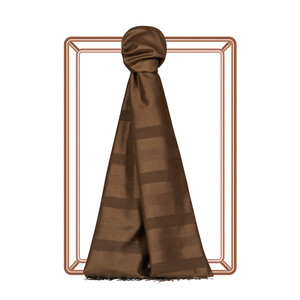Milky Coffee Mono Striped Silk Scarf - Thumbnail