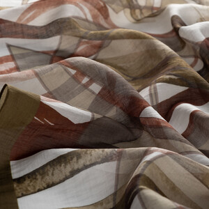 Milky Coffee Mono Wave Print Tencel Scarf - Thumbnail