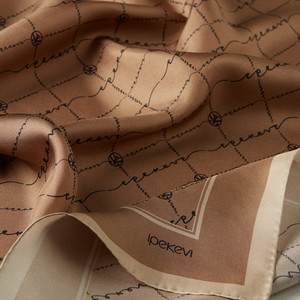 ipekevi - Milky Coffee Monogram Silk Twill Scarf (1)