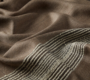 ipekevi - Milky Coffee Multi Stripe Wool Silk Scarf (1)
