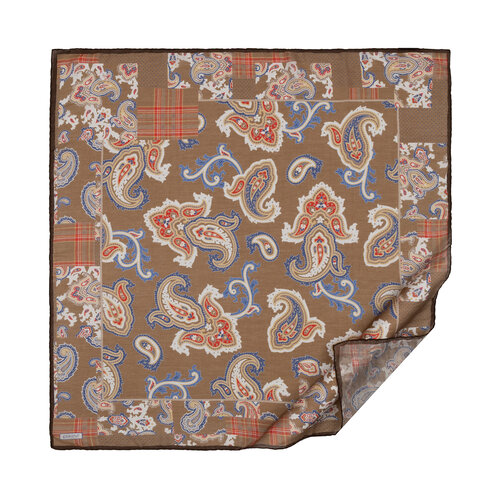 Milky Coffee Patchwork Patterned Tencel Scarf