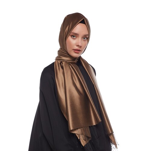 Milky Coffee Plain Silk Scarf