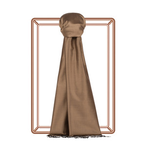 Milky Coffee Plain Silk Scarf - Thumbnail