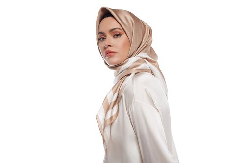 Milky Coffee Signature Silk Twill Scarf