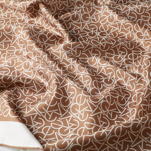 ipekevi - Milky Coffee Typo Monogram Silk Twill Scarf (1)