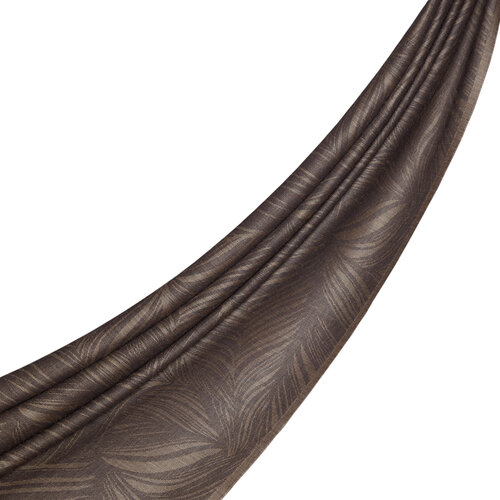 Milky Coffee Walnut Leaf Print Scarf