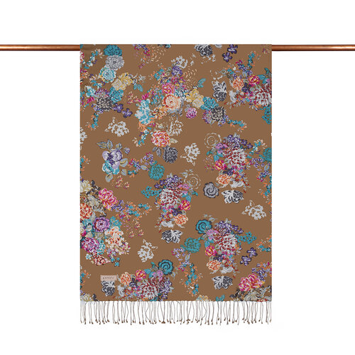 Milky Coffee Waterside Garden Printed Silk Shawl