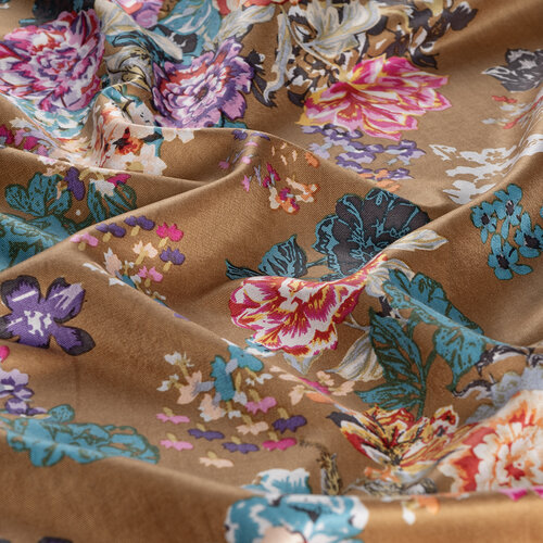 Milky Coffee Waterside Garden Printed Silk Shawl