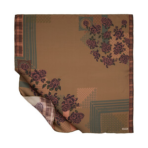 Milky Coffee Wicker Basket Twill Silk Scarf - Thumbnail