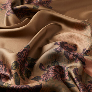 Milky Coffee Wicker Basket Twill Silk Scarf - Thumbnail