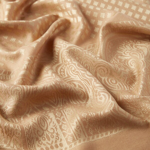 Milky Coffee Wool Silk Scarf - Thumbnail