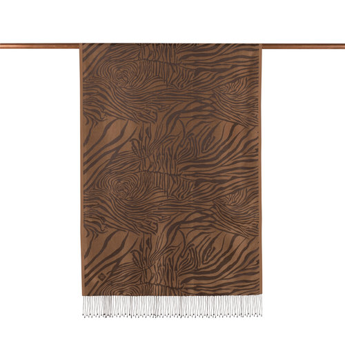 Milky Coffee Zebra Jacquard Silk Scarf