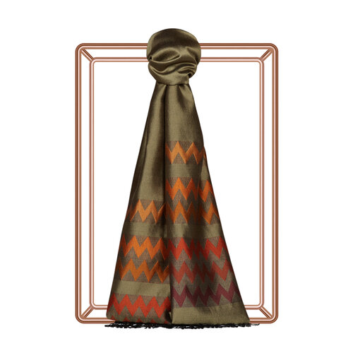 Milky Coffee Zigzag Silk Scarf