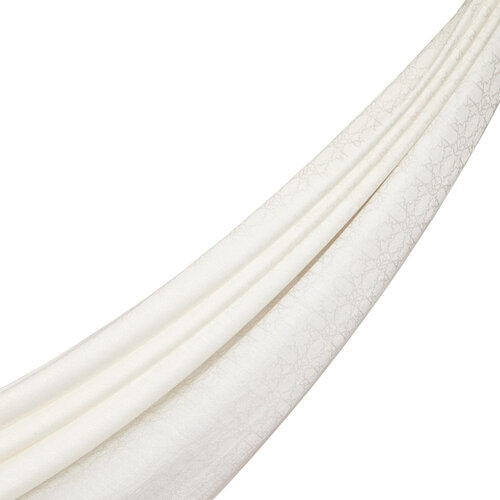 شال مونغرام سلجوقي ناعم لون أبيض