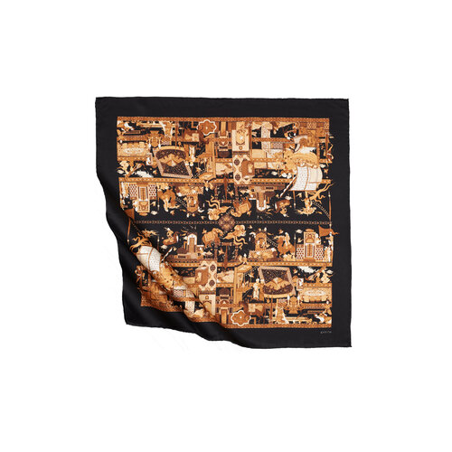 Miniature Black Satin Silk Pocket Square