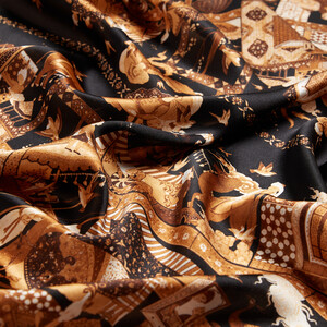 Miniature Black Satin Silk Scarf - Thumbnail