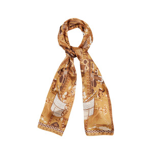 Miniature Gold Satin Silk Neck Scarf - Thumbnail