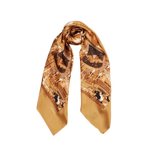 Miniature Gold Satin Silk Scarf - Thumbnail