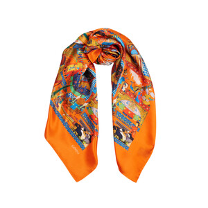 Miniature Orange Silk Twill Scarf - Thumbnail