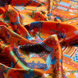 Miniature Orange Silk Twill Scarf - Thumbnail