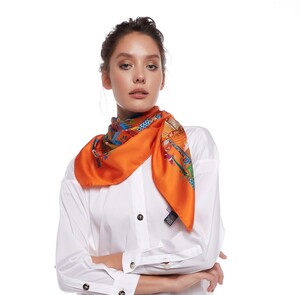 Miniature Orange Silk Twill Scarf - Thumbnail