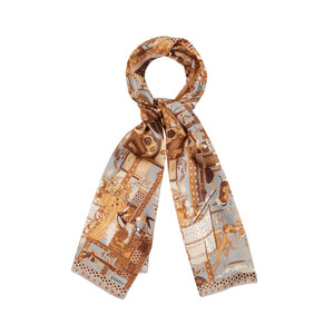 Miniature Silver Satin Silk Neck Scarf - Thumbnail