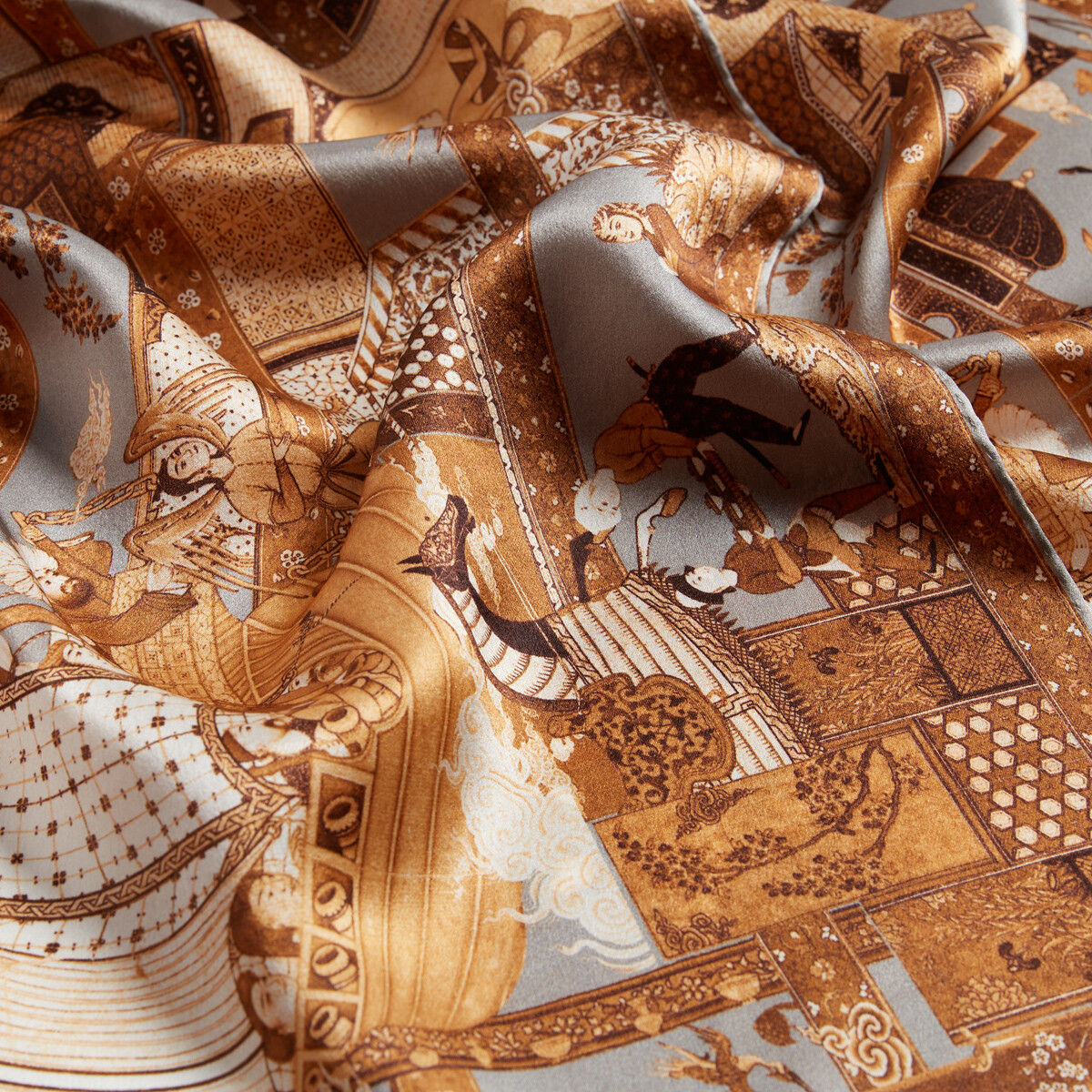 Miniature Silver Satin Silk Neck Scarf | Ipekevi