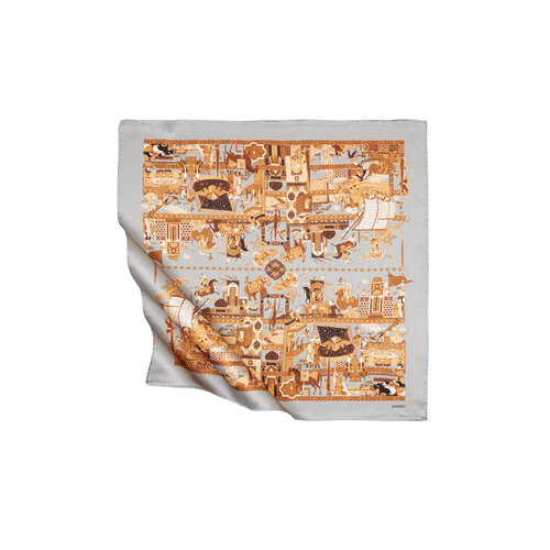 Miniature Silver Satin Silk Pocket Square