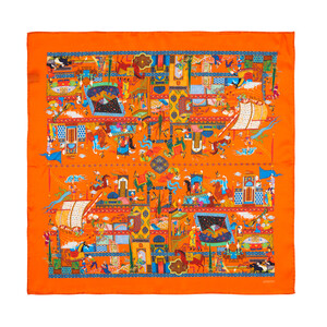 ipekevi - منديل حرير ساتان مصغرات لون برتقالي