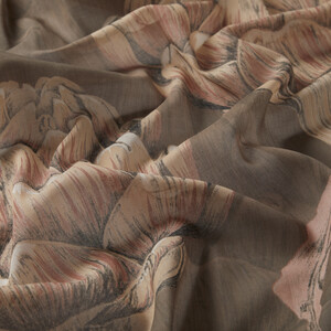 Mink Artichoke Blossom Cotton Scarf - Thumbnail