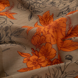 Mink Azalea Print Tencel Scarf - Thumbnail