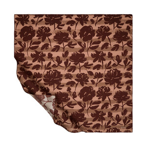 Mink Begonia Patterned Twill Silk Scarf - Thumbnail