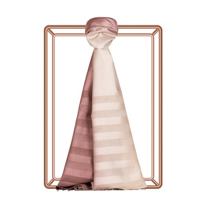 Mink Beige Mono Striped Gradient Silk Scarf - Thumbnail