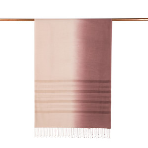Mink Beige Mono Striped Gradient Silk Scarf - Thumbnail