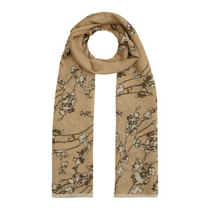 Mink Cercis Flower Cotton Rayon Scarf - Thumbnail