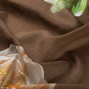 Mink Chain Peony Patterned Tencel Scarf - Thumbnail