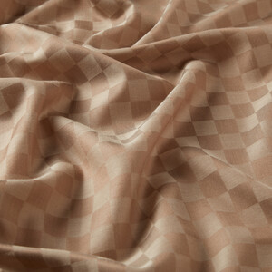 Mink Checkered Cotton Silk Scarf - Thumbnail