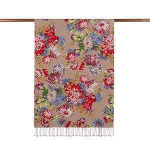 ipekevi - Mink Chrysanthemum Print Silk Scarf (1)