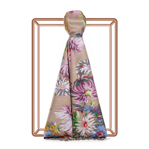 ipekevi - Mink Chrysanthemum Print Silk Scarf