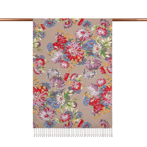 ipekevi - Mink Chrysanthemum Print Silk Scarf (1)
